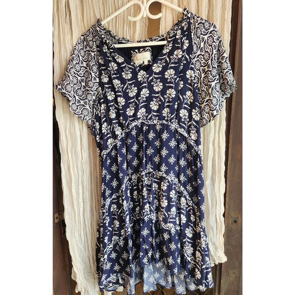 Anthropology 100% Viscose Paisley Blue Casual Dress - Picture 1 of 1